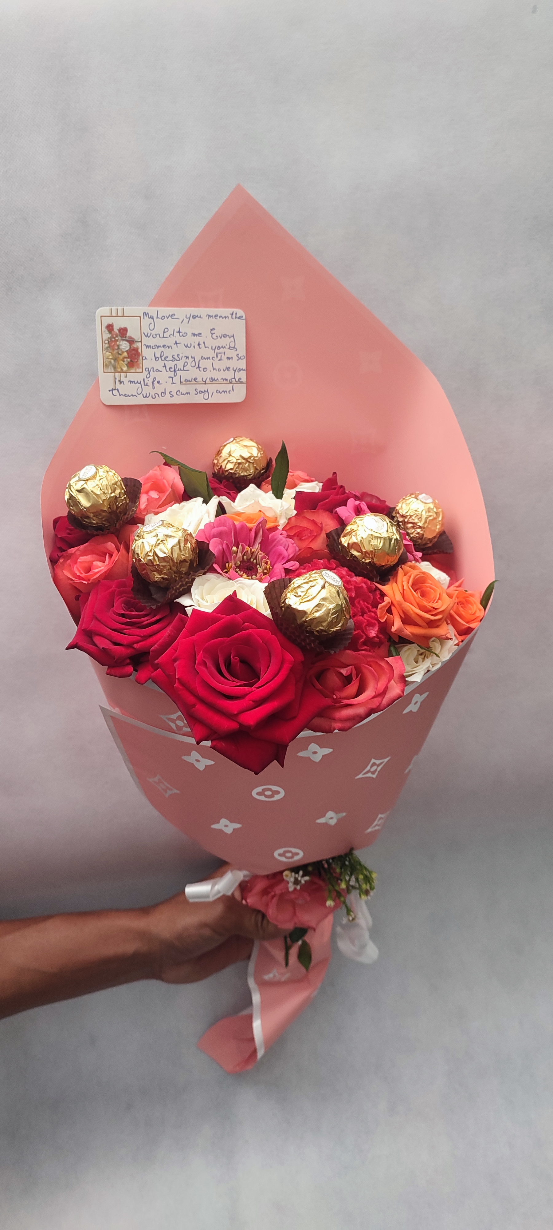 Gift of roses and chocolates